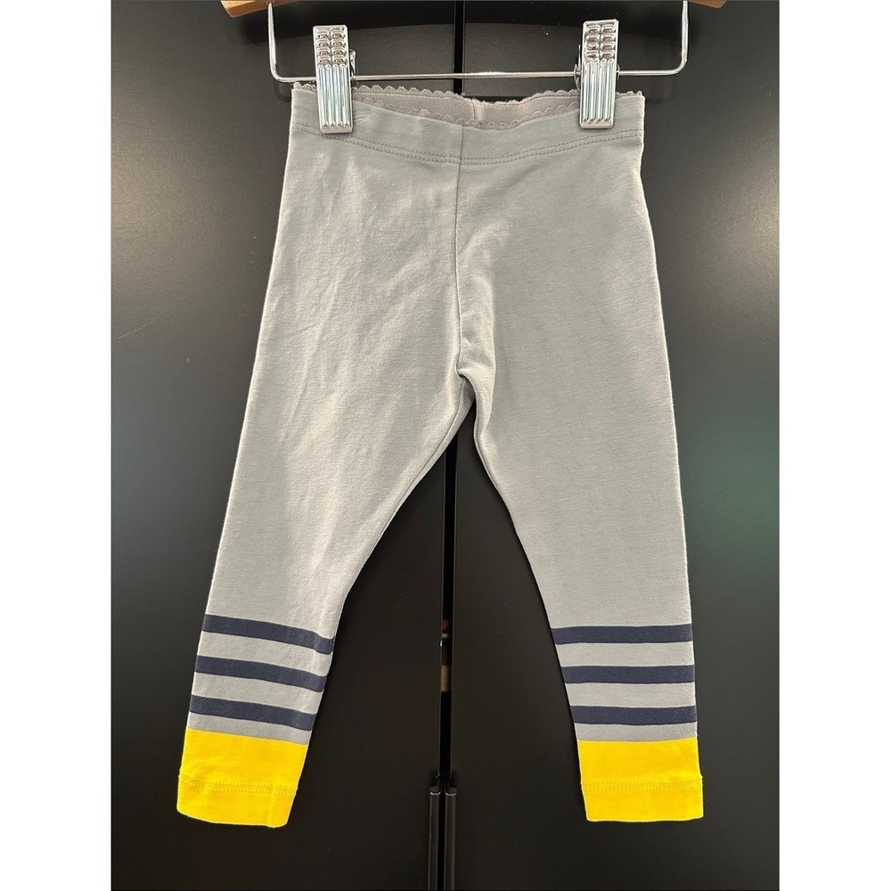 Tea Collection Baby Leggings Grey Navy Stripe Yellow Colorblock 6-9 Months